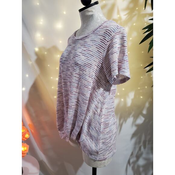 Bobeau Striped Multicolor V-Neck Twist Hem T-Shirt Womens Size S Short Sleeve - Picture 4 of 8